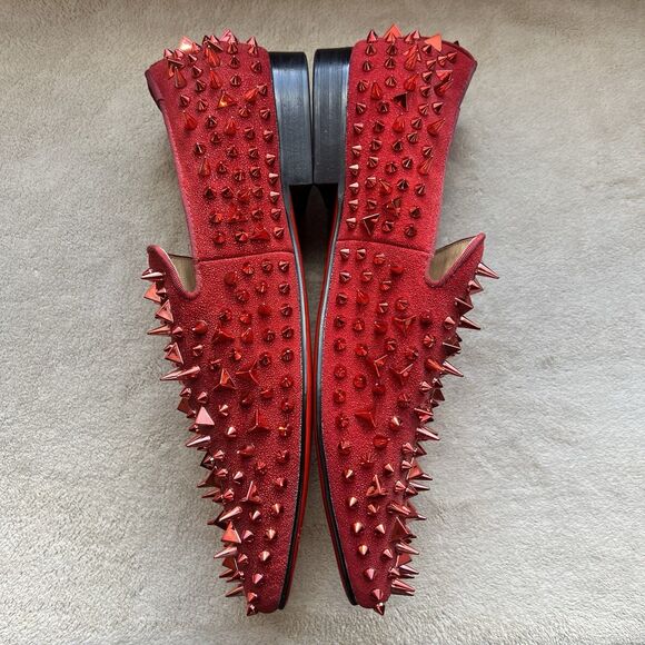 Ferucci Red Spike Rivet Flat Slip On Loafers Men 13 Art To Wear Slipper Bling - Picture 6 of 15